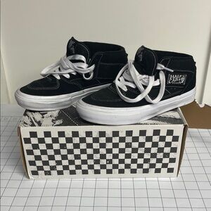 Vans Half Cab Black and White Skate Shoes